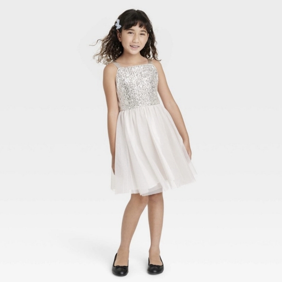 Girls Sequin and Tulle Party Dress - Picture 2 of 4
